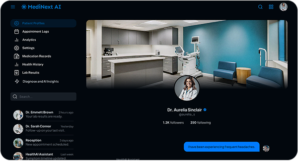 Smart appointment scheduling and management system integrated into MediNext AI platform.