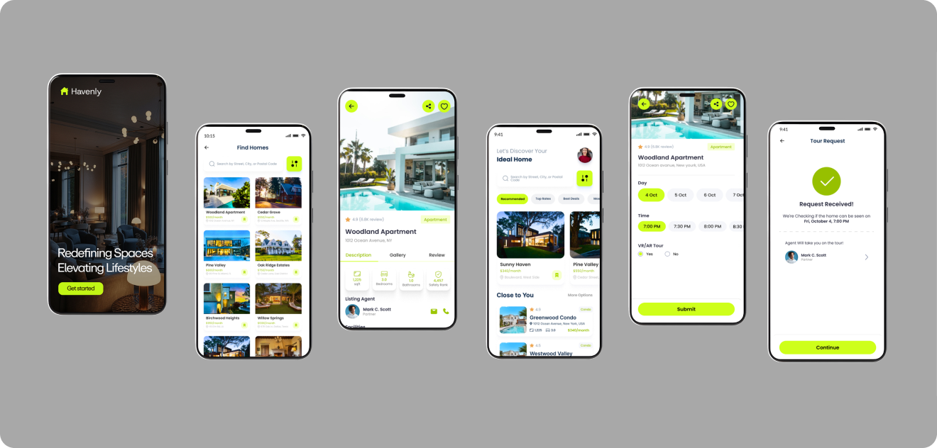 Agent rating and matchmaking feature on Havenly platform, displaying agent reviews and track records