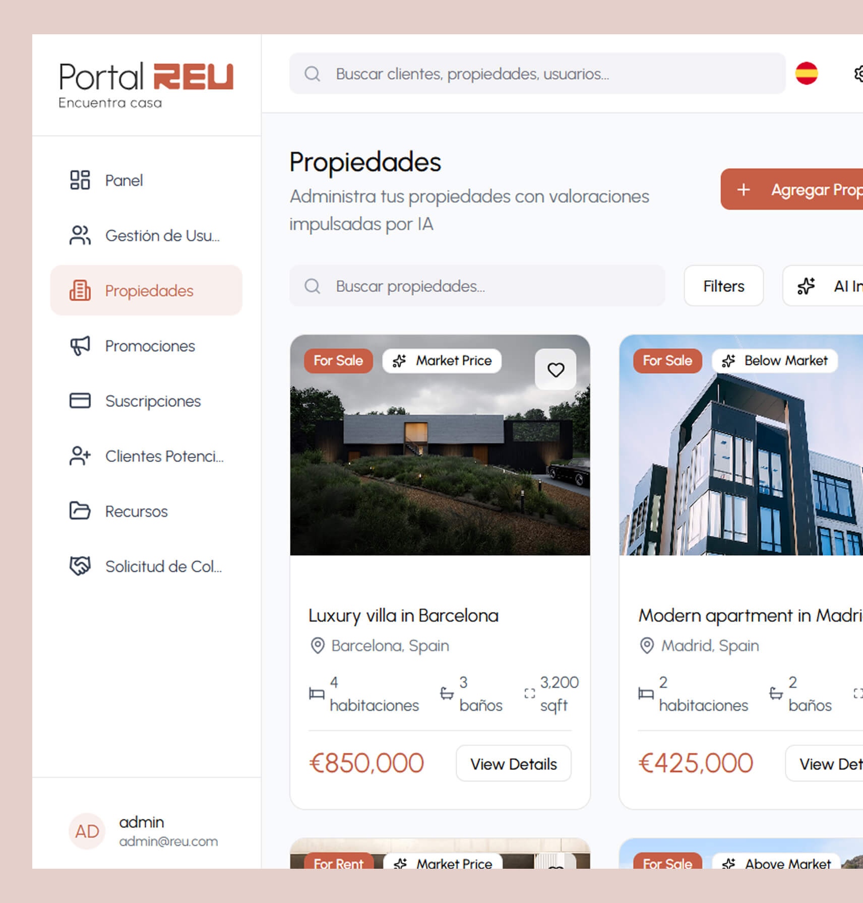 Portal REU: Plataforma inmobiliaria impulsada por IA