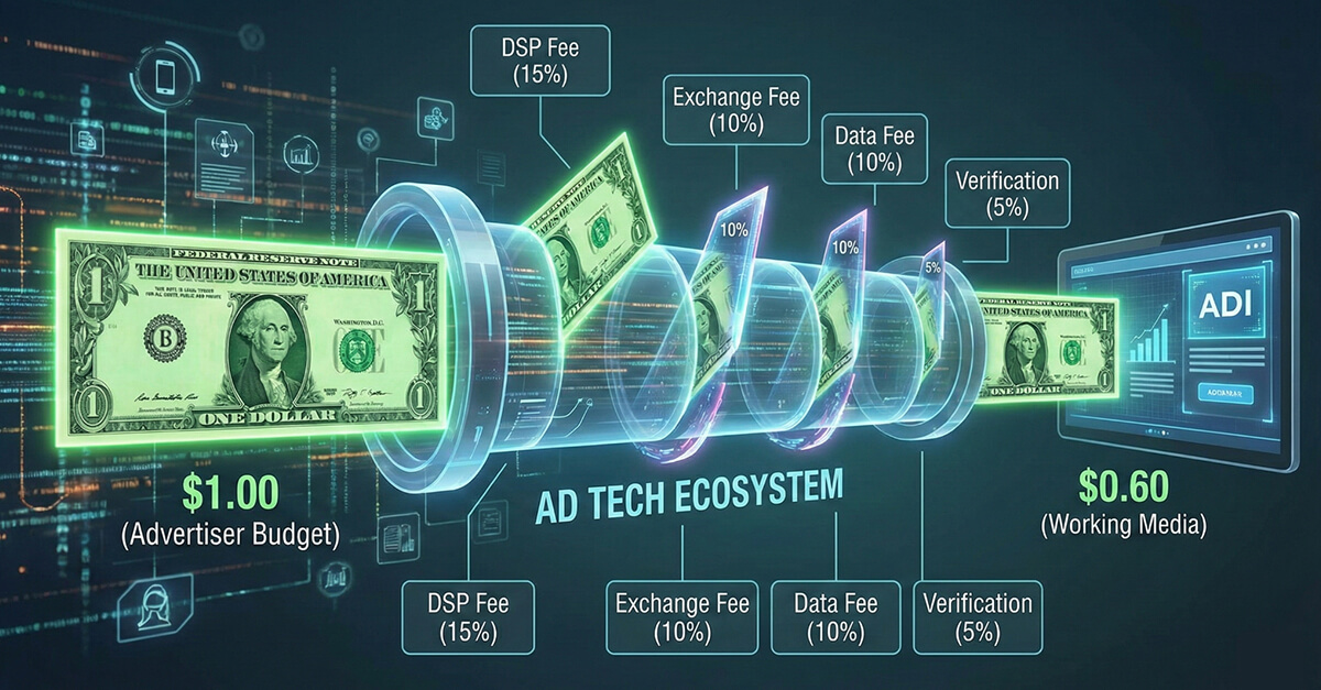 Programmatic AdTech supply chain fee breakdown